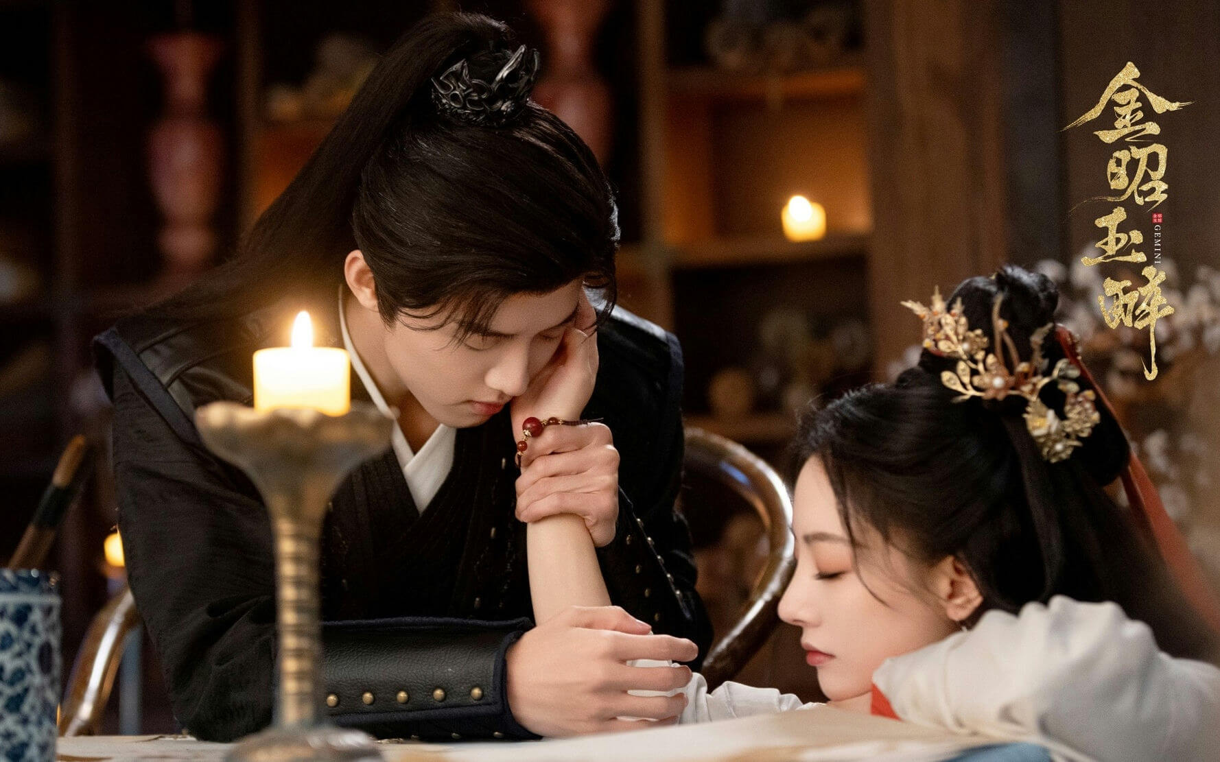 people-two-historical-costume-male-lean-over-female-asleep