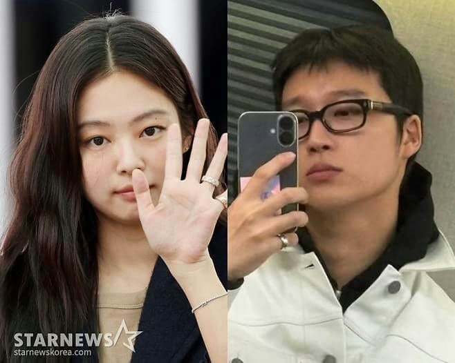 people-Jennie (BLACKPINK)-A-hand held up-B-Man with glasses taking selfie-C-Rings visible