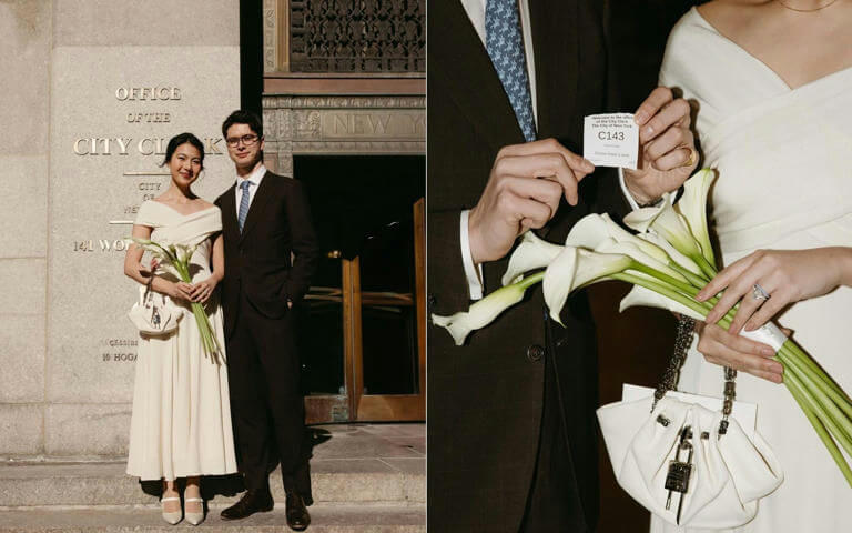 people-couple-A-wedding-A-city-clerk-building-A-calla-lily-bouquet-A-number-ticket