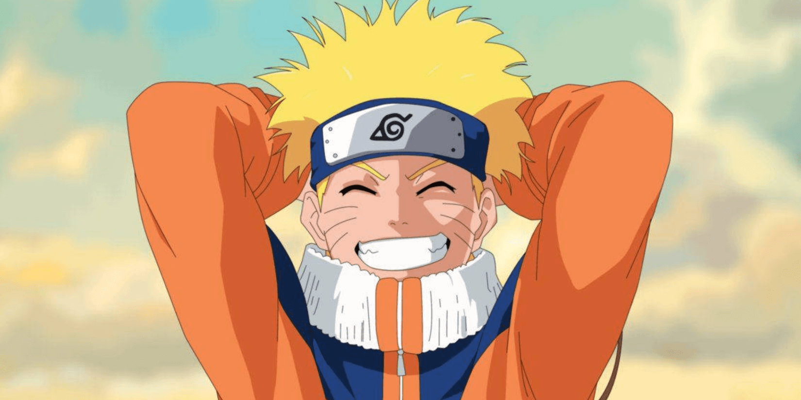 people-Naruto Uzumaki-smiling widely-blond spiky hair-Konoha headband-orange and blue jacket
