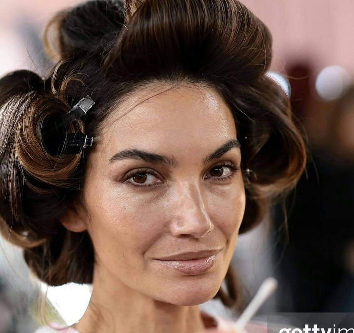 people-Woman-hair rollers-makeup preparation-close-up portrait