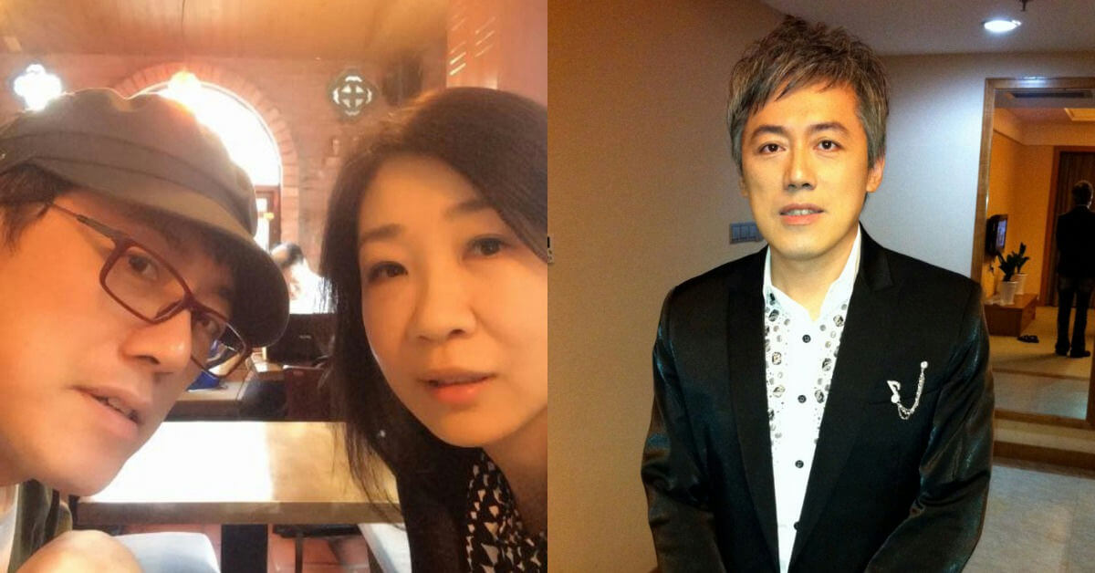 people-man with glasses and cap and woman in cafe setting-A-couple selfie-B-man in black suit with silver hair and music note lapel pin-C-indoor setting with mirror reflection