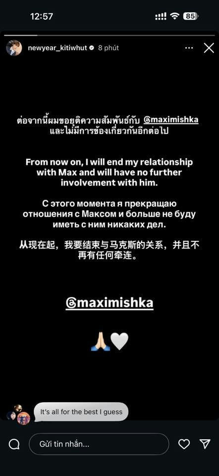 people-Newyear Kitiwhut-social media post-multilingual announcement-breakup-Max-mention-Instagram-prayer hands emoji-white heart emoji-response-English-Vietnamese