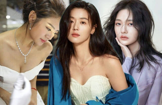 people-three women-A-Korean celebrities-A-jewelry advertisement-B-collaged photo-C-glamorous