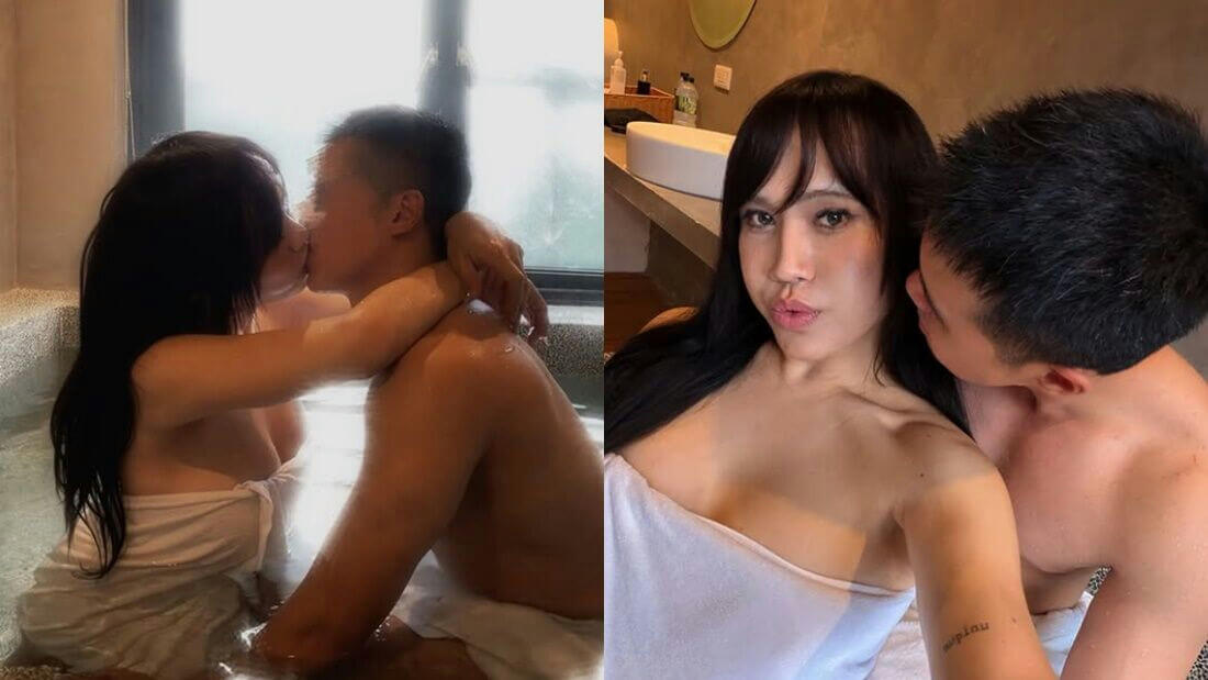 huang xiao ai hot spring kiss boyfriend viral instagram post