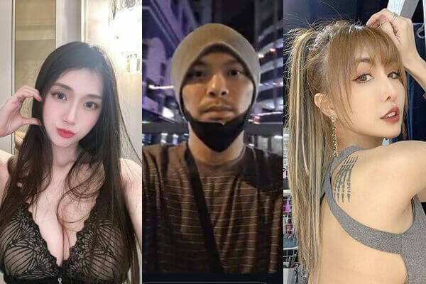 people-woman in black lace top-A-man in beanie and mask-A-woman with blonde streaks and tattoo-C