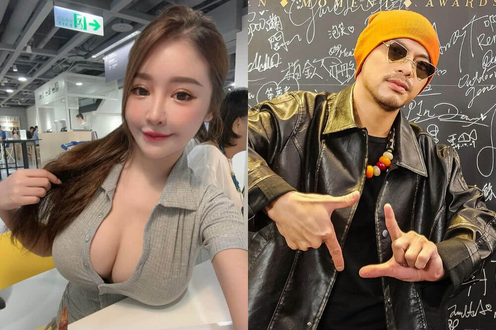 people-woman-cleavage-man-beanie-man-hand-gesture