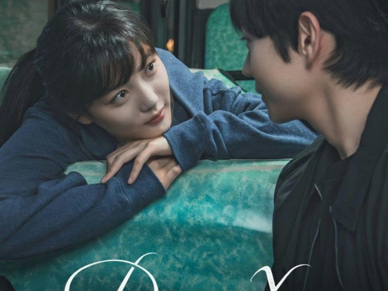 people-A-young woman-A-leaning on surface-B-young man-B-looking at woman-C-Dear X poster