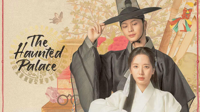 people-A-Korean historical drama poster-A-man in black hanbok-A-woman in white hanbok-A-dramatic pose