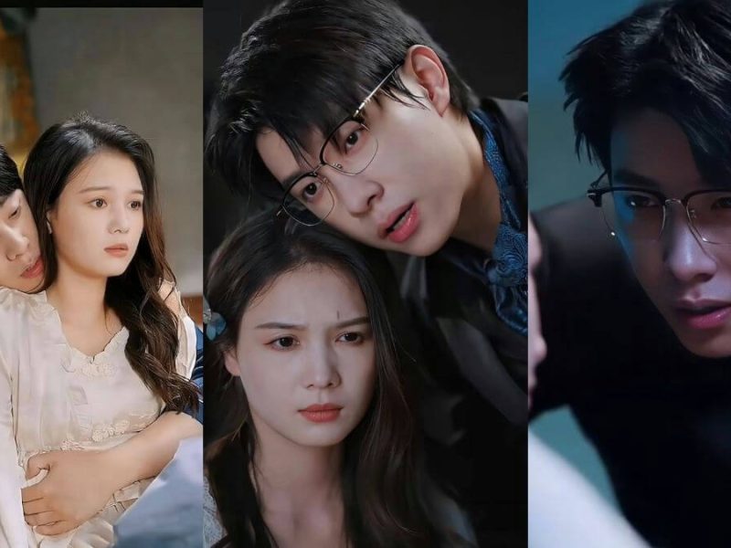 people-two couples-intimate embrace-couple-serious expression-man-wearing glasses-dramatic lighting