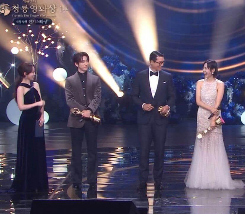 people-4-awards ceremony-A-formal attire-B-holding trophies-C-stage