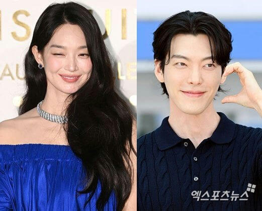 people-Shin Min Ah-winking-A-Kim Woo Bin-making a heart gesture-A-Korean celebrities