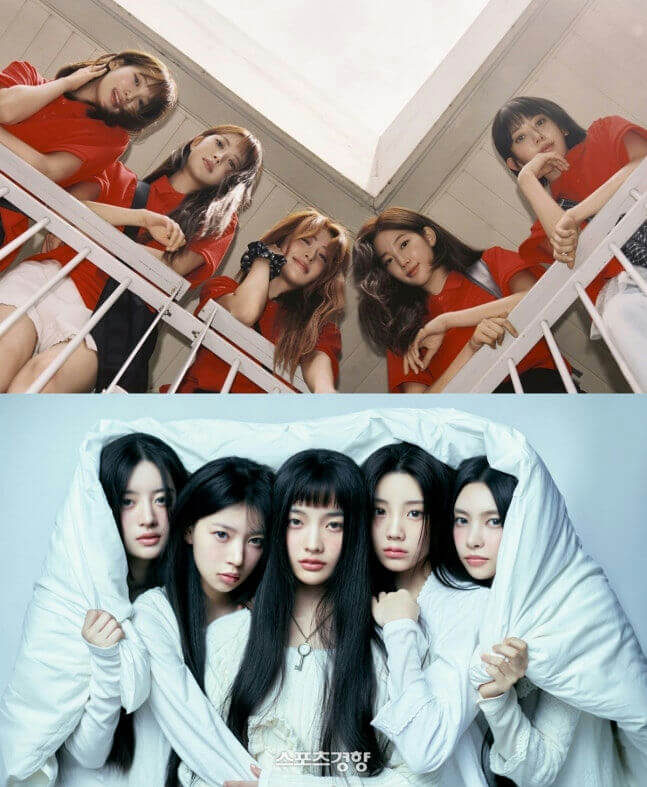 people-5-kpop-A-contrasting-outfits-B-staircase-C-blanket