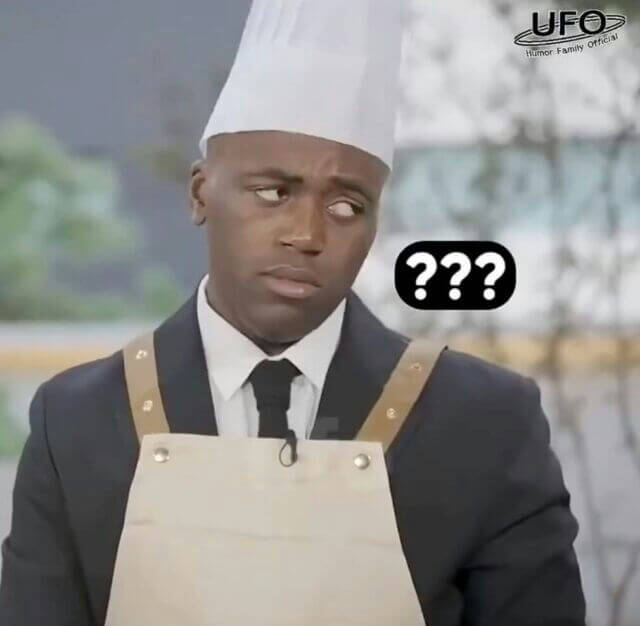 people-man-chef hat-A-confused expression-A-side eye glance-B-question marks emoji-C