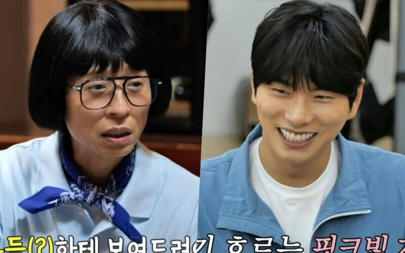 people-Two men-A-Korean variety show-A-Comedian (left)-A-Actor (right)-A-Smiling-B-Costume/Character-B-Casual wear-C-Subtitles