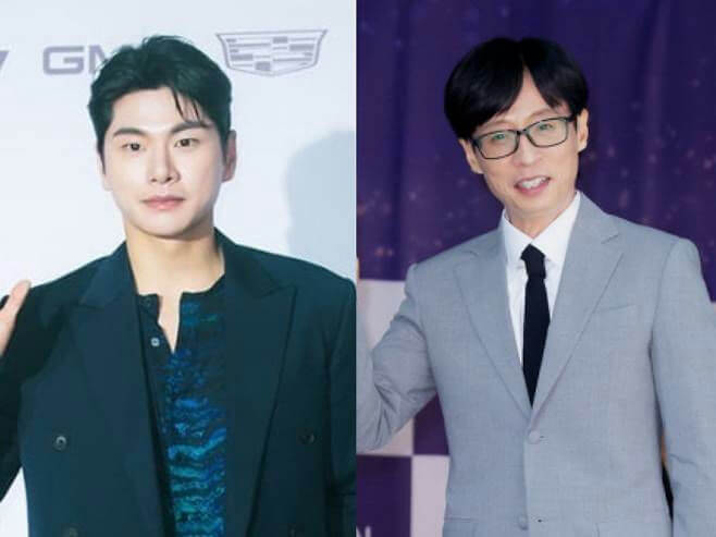 people-man on left (actor)-smart attire-man on right (host)-suit and glasses