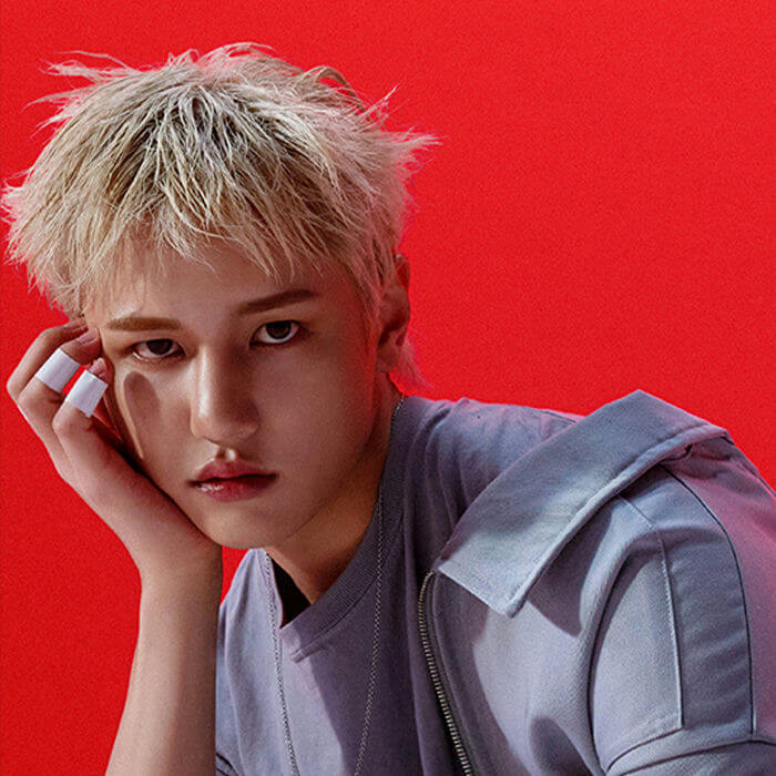 people-male-K-pop idol-A-blond hair-A-red background-B-casual attire-C