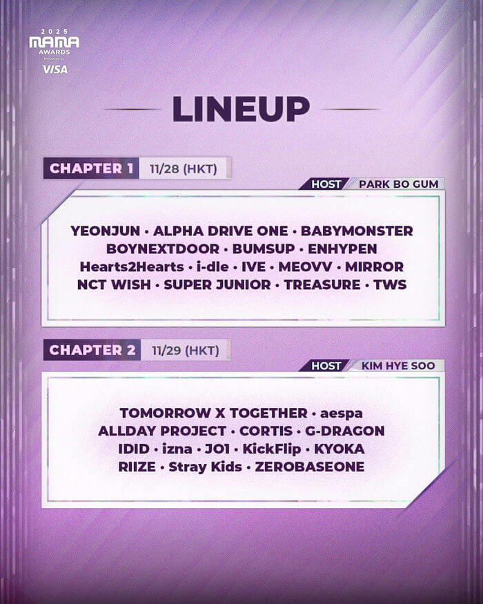 people-Park Bo Gum-A-Kim Hye Soo-A-2025 MAMA Awards-A-Lineup Announcement-A-K-pop artists-A-Chapter 1-A-Chapter 2