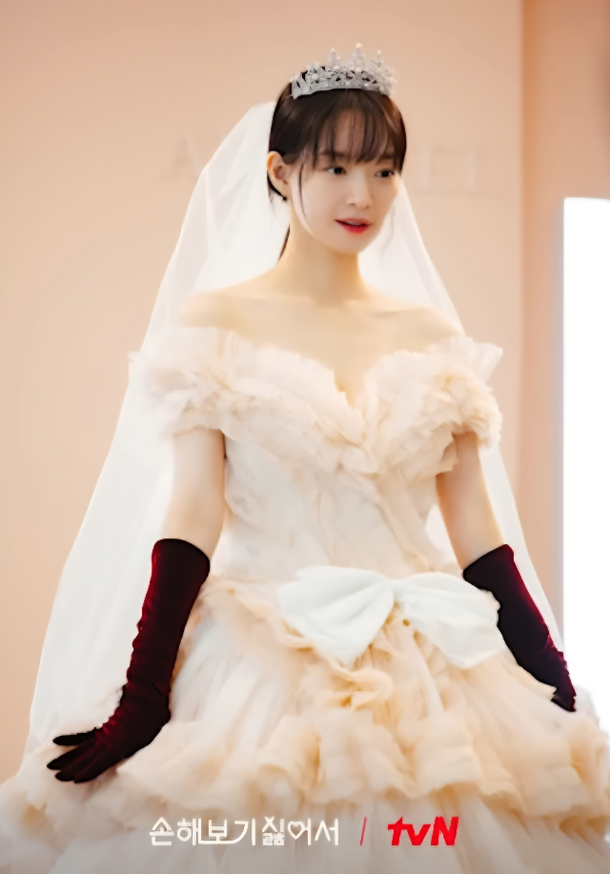 people-woman-A-wedding dress-B-tiara-C-long gloves