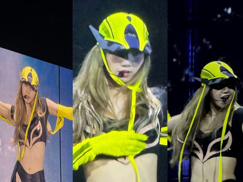 people-1-performer-A-stage-A-neon-yellow-headwear-B-black-and-pink-crop-top-C-long-neon-yellow-gloves