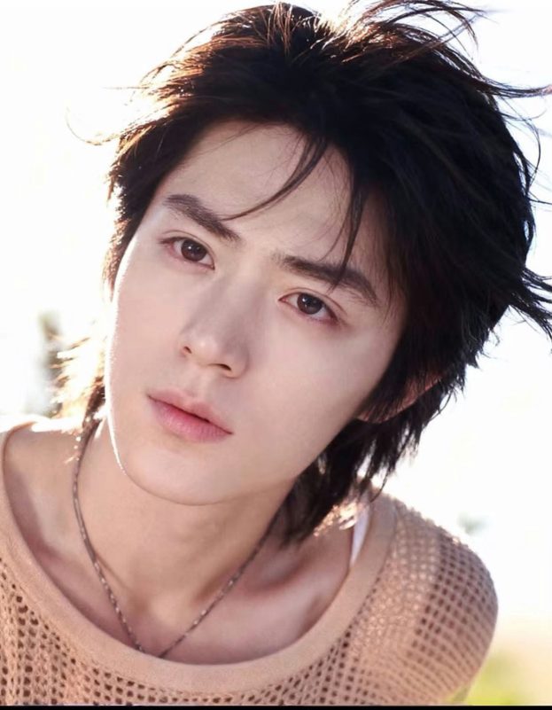 people-male-East Asian-A-close-up portrait-B-backlit-C-dark shaggy hair