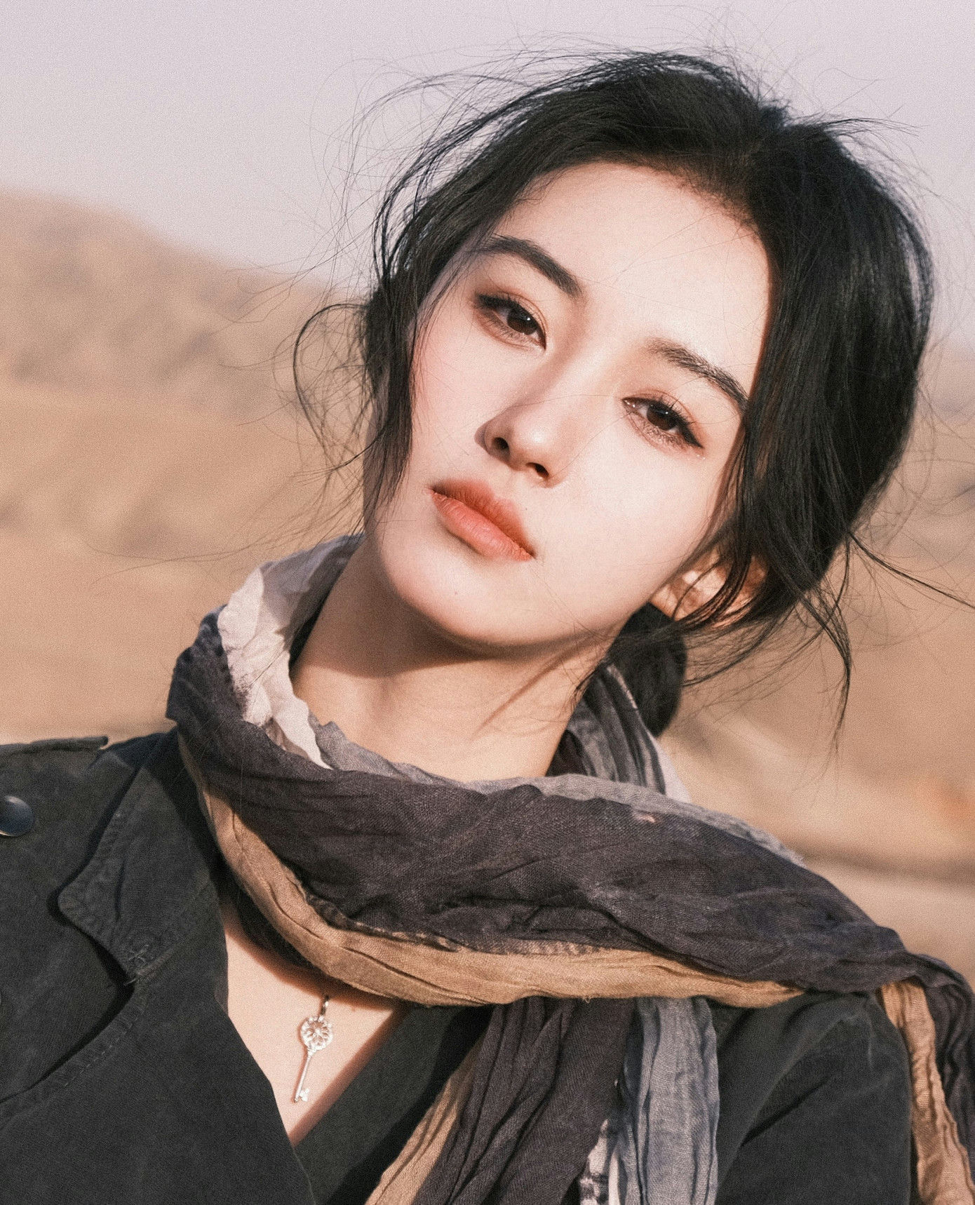 people-woman-A-portrait-A-scarf-A-desert-B-key-necklace-C