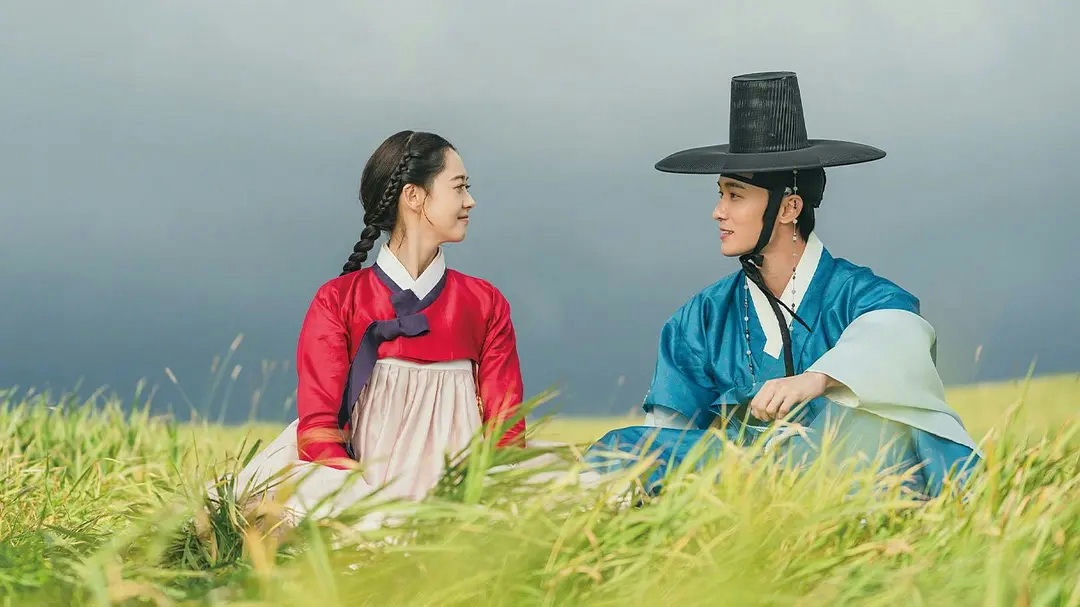 people-A-Korean traditional clothing (Hanbok)-B-couple-C-field of grass