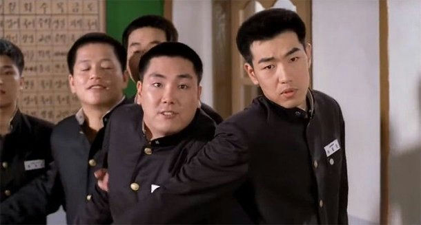 people-four young men-A-Korean school uniform-A-group-A-serious expression-B-bully-C