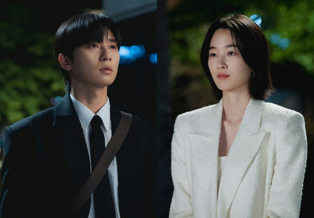 people-Two individuals-A-male actor-A-female actor-B-dark suit and tie-C-white textured blazer