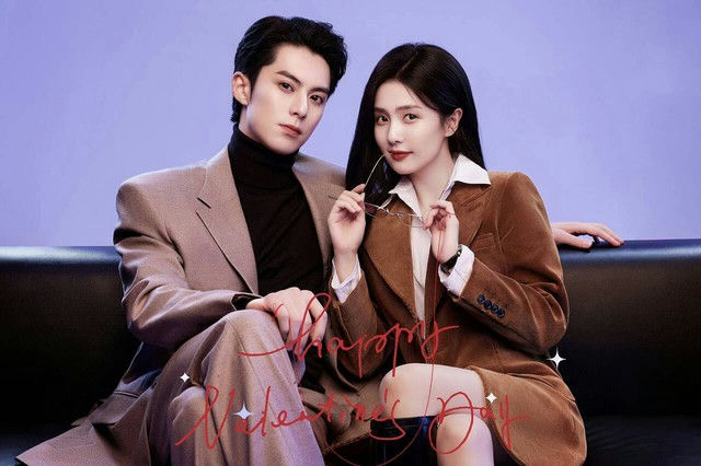 people-man and woman-couple-A-formal wear-B-brown suits-C-Valentine's Day greeting