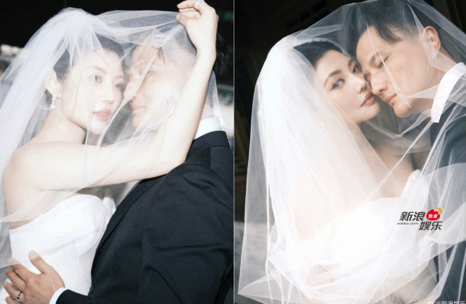 people-Bride and Groom-A-wedding veil-A-intimate moment-B-white wedding dress-C-black suit