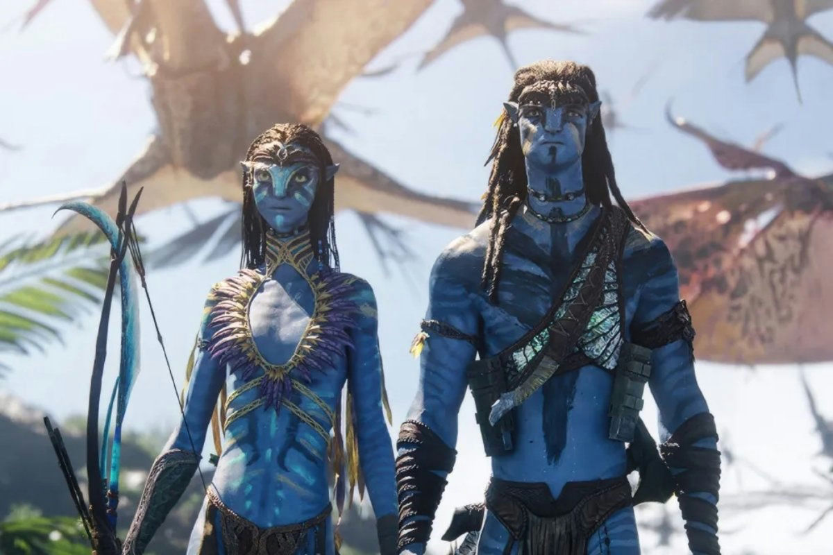 people-2-Na'vi-A-blue skin-A-dreadlocks-A-Pandora-A-bow and arrows-B-flying creatures-C