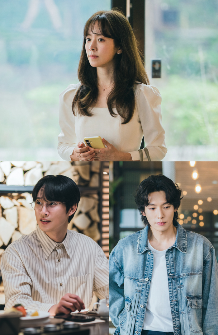 people-woman-white dress-man with glasses-striped shirt-man in denim jacket-casual look
