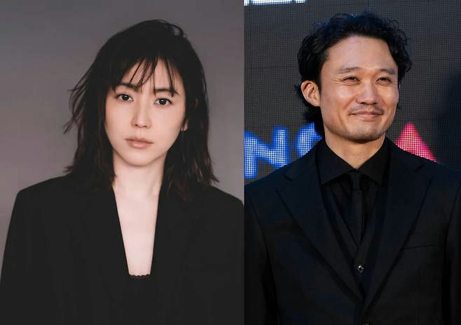 people-Japanese Actress Aoi Miyazaki-A-Japanese Actor Ryo Narita-A-Black attire-B-Split image-C