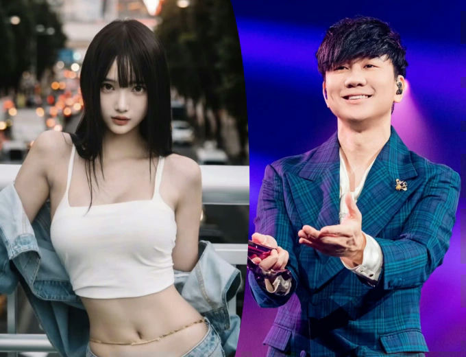 people-Woman in white crop top and denim jacket-A-JJ Lin-B-Asian male singer-C-Asian female model