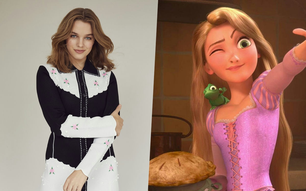 people-Lily James-actress-Rapunzel-character-comparison-outfit