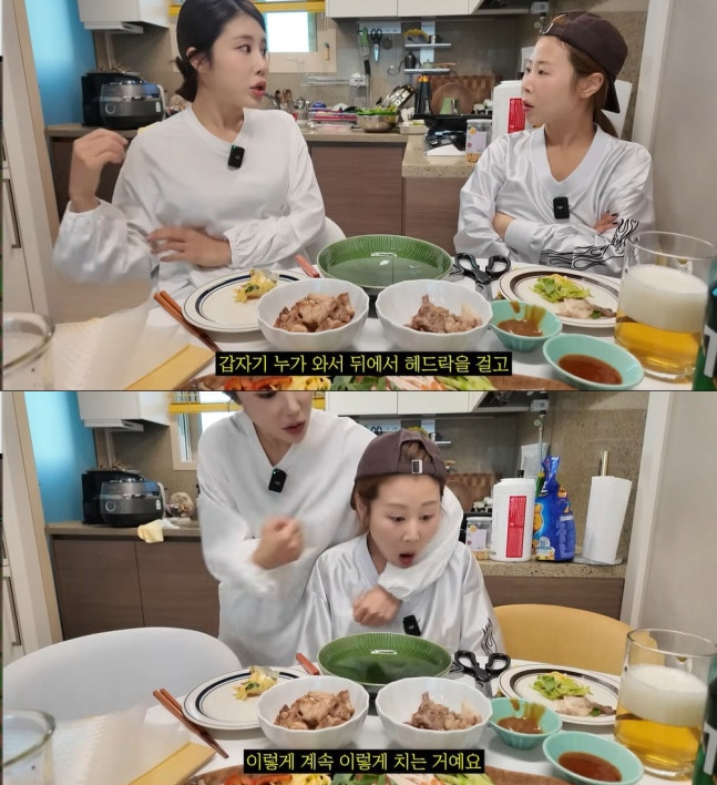 people-Two Korean women-Dining-A-Kitchen-A-Surprise-B-Playful-C