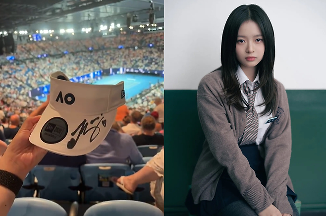 people-person-A-tennis visor with autograph-B-Australian Open logo-C-young woman in school uniform