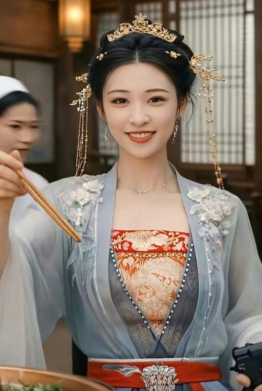 people-Zhao Lusi-Hanfu-Chinese traditional clothing-smiling-hair accessories-chopsticks
