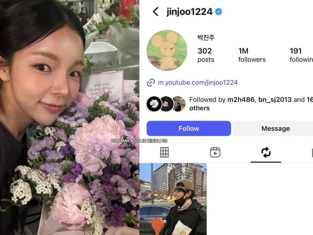 people-Jin Joo (Park Jin Joo)-holding flowers-Instagram profile-cartoon mouse profile picture-1M followers