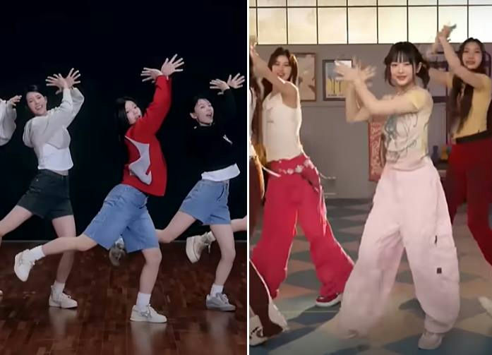 people-NewJeans-dance-practice-music-video-outfits-side-by-side-comparison