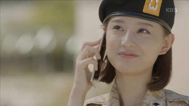people-Kim Ji-won-KBS logo-military uniform-phone call-beret