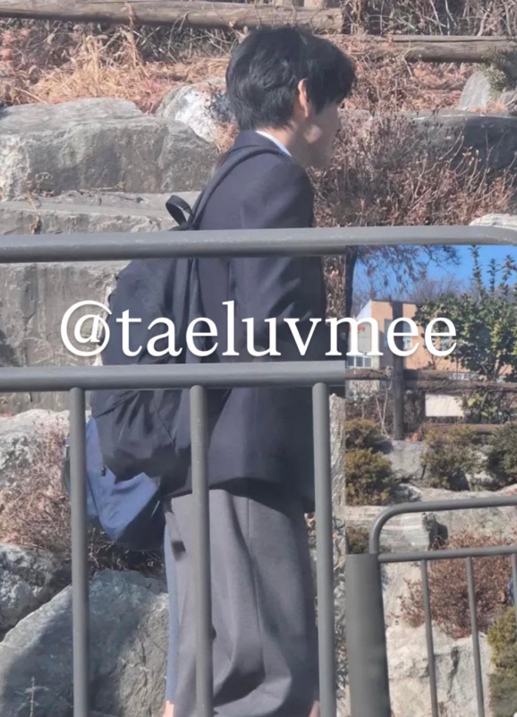 people-V (Kim Taehyung)-school uniform-A-backpack-A-outdoor setting-A-daylight