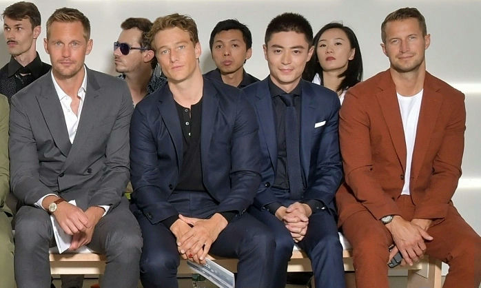 wallace huo sitting posture paris fashion week