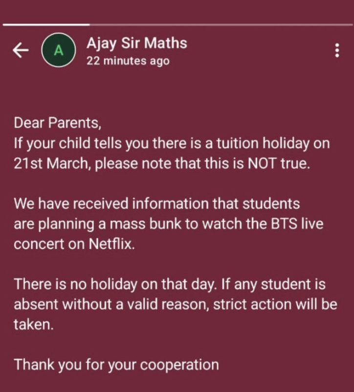 BTS comeback India academy notice