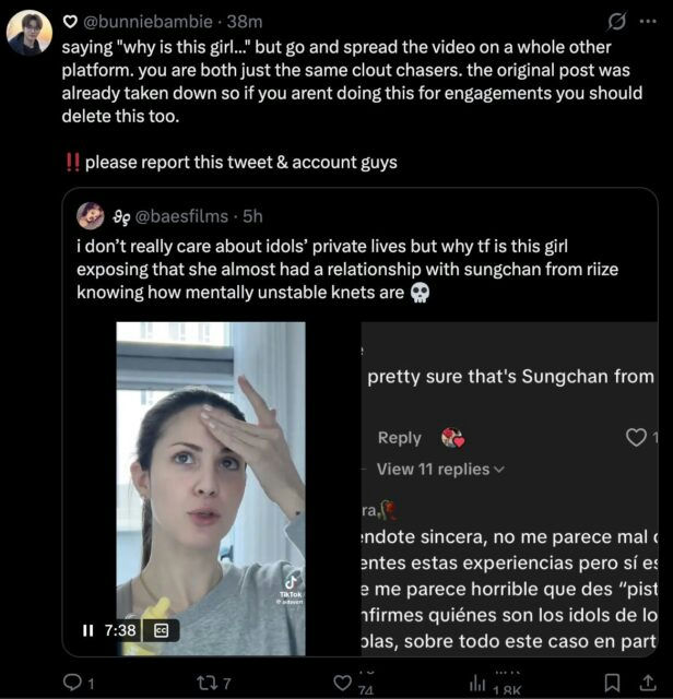 people-Woman in TikTok video-K-pop controversy-Twitter screenshot-RIIZE Sungchan