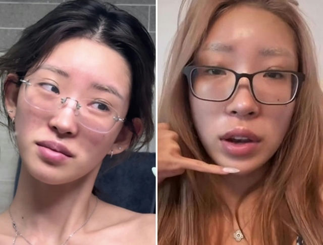 people-model-A-Park So-dam-A-two different looks-B-glasses-C-bleached eyebrows