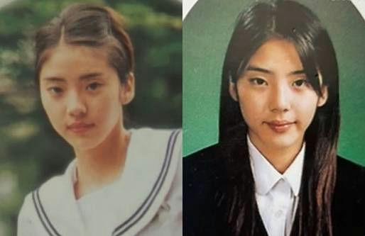 people-Korean Actress Han So Hee-school uniform-portrait-yearbook photo-side-by-side comparison