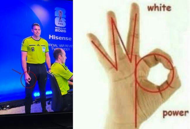 world cup referee white supremacy gesture controversy
