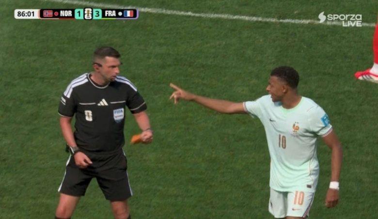 kylian mbappe captain armband referee
